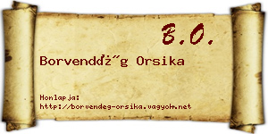 Borvendég Orsika névjegykártya